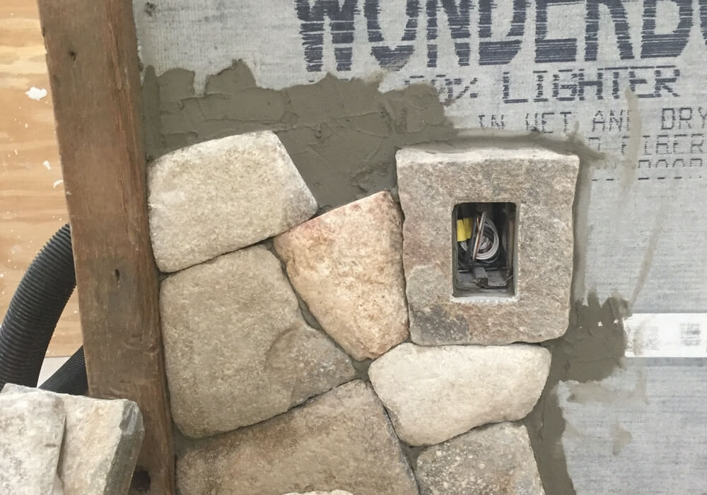 West Barnstable, MA -  Outlet embedded into wall in progress
