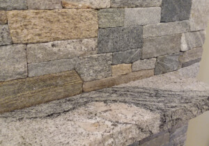 Chelmsford MA Boston Blend Ashlar and Ledgestone with Tapestry Granite Mantel Unmistaken Stonecraft MA and Southern NH
