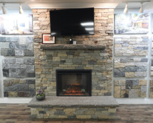 Littleton MA Stoneyard Showroom Fireplace - Boston Blend Ledgestone Unmistaken Stonecraft MA and Southern NH